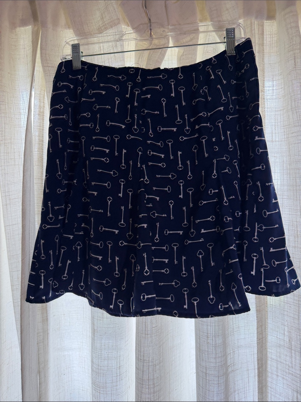Banana Republic Navy Key-Print Skater Skirt